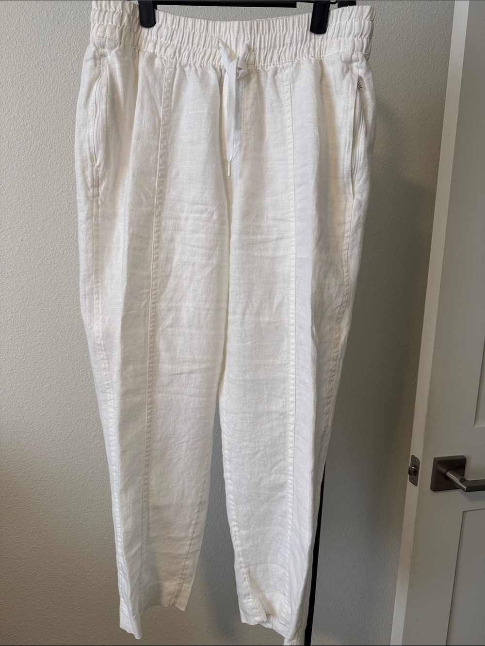 Athleta linen White Drawstring Casual Pants. Small Petite